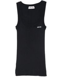 Miu Miu Logo Tank Top in White | Lyst