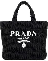 Prada - Mini Straw Handbag 27 Cm - Lyst
