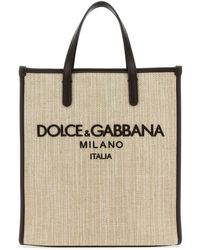 Dolce & Gabbana - Sand Canvas Small Shopping Bag - Lyst