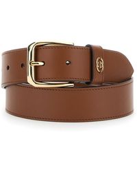 Gucci - Belt With Adjustable Buckle Cosure And Double G Logo Plaque On The Loop - Lyst
