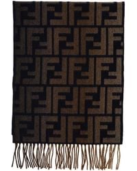 Fendi - Scarf With Fringed Hem And All-Over Ff Logo - Lyst