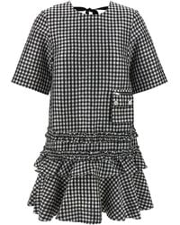 Ganni - 'Crinkled Check Mini' Dress - Lyst
