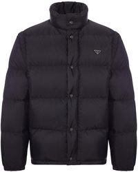 Prada - Padded Down Jacket With Triangular Logo - Lyst