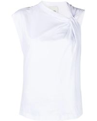 Isabel Marant - Cap Sleeves Knot-Detail Cotton Top - Lyst