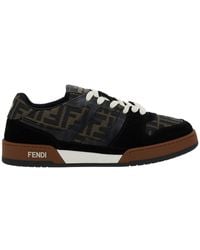 Fendi - Match Low-Top Ff Jacquard Fabric And Suede Sneakers - Lyst
