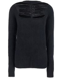Rick Owens - Sweater With Distressed Effect And Cut-Out Details On The Front - Lyst