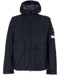 Stone Island - Jacket With Fixed Hood And Logo Patch On The Sleeve - Lyst