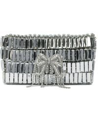 Self-Portrait - Mini Crossbody Bag With Crystal Bow Crossbody Bags Silver - Lyst