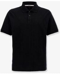 Saint Laurent - Cotton Blend Polo Shirt With Cassandre Embroidery - Lyst