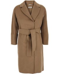 Max Mara - 'S Maxmara 'Arona' Coat With Notched Revers And Front Belt Closure - Lyst