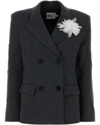 Self-Portrait - Graphite Twill Oversize Blazer - Lyst