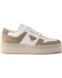 Prada - Downtown Bold Nappa Leather And Suede Sneakers - Lyst