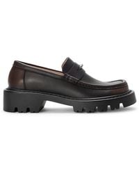 Loewe - Sierra Brushed Calfskin Loafers - Lyst