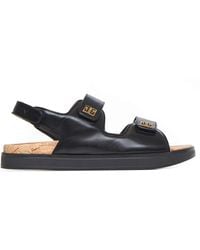 Givenchy 4g Flat Leather Sandals in Black | Lyst