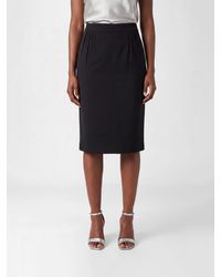 Saint Laurent - High-Waisted Viscose Pencil Mini Skirt With Ysl Monogram - Lyst