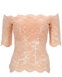 Rabanne - Off-The-Shoulder Lace Sequin Top - Lyst