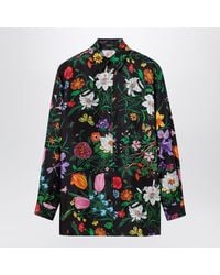 Gucci - Silk Twill Shirt With Flora Print - Lyst