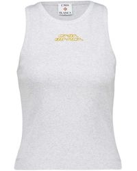 CASABLANCA - Ribbed Tank Top With Logo Print - Lyst