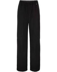 Herno - Wide-Leg Flannel-Effect Trousers With Elasticated Waistband - Lyst
