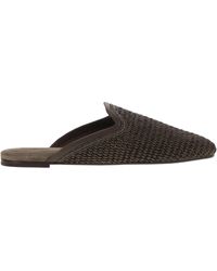 サンダル・ミュール BRUNELLO CUCINELLI Techno raffia slipper with Precious Trim Brunello Cucinelli Techno Raffia Slipper With Precious Trim