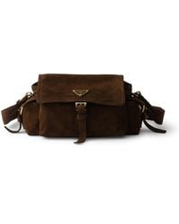 Prada - Explore Medium Suede Shoulder Bag - Lyst