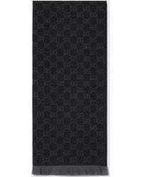 Gucci - Gg Monogram Jacquard Wool Scarf With Fringed Edges - Lyst