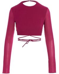 ANDAMANE - Cropped Georgette Top - Lyst