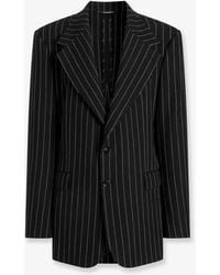 Dolce & Gabbana - Sicilia Wool And Linen Blend Blazer With Pinstripe Pattern - Lyst