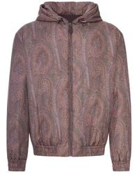 Etro - Padded Bomber Jacket With Hood And Arnica Pattern - Lyst