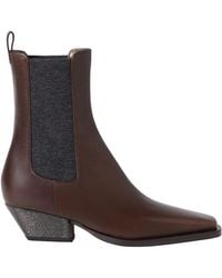 Brunello Cucinelli - Leather Ankle Boots - Lyst
