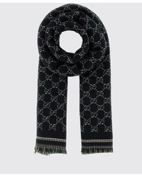 Gucci - All-Over Gg Motif Wool Scarf With Fringed Edges - Lyst