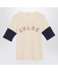 Chloé - Wool And Cotton T-Shirt With Logo - Lyst