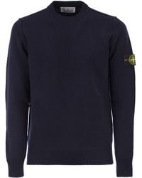 Stone Island - Crew-Neck Jumper With Reverse Stitch Details - Lyst