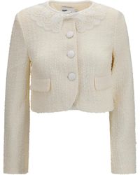Self-Portrait - Bouclé Jacket Lace Collar - Lyst