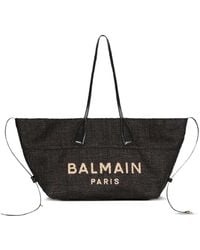 Balmain - Track Raffia Tote Bag - Lyst
