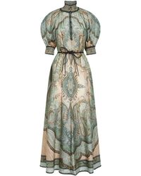 Zimmermann - Tapestry-Print Silk Habotai Billow Wanderlust Midi Dress - Lyst