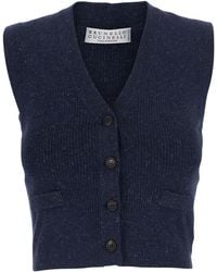Brunello Cucinelli - V-Neck Vest Cashmere Blend - Lyst