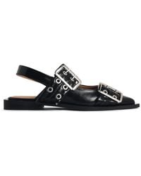 Ganni - Ballet Flats Faux Leather Buckle - Lyst