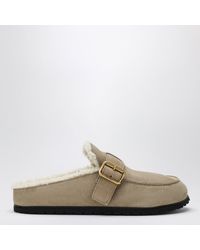 Prada - Desert Suede Clogs With Shearling Lining - Lyst