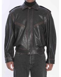 Saint Laurent - Lambskin Leather Bomber Jacket - Lyst