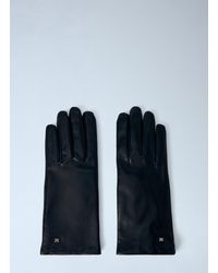 Max Mara - Leather Gloves With Logo Detail - Lyst