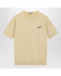 Prada - Creamcolored Silkblend Sweater With Logo - Lyst