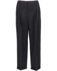 Saint Laurent - C Mere And Wool Flannel 90 Striped Pants - Lyst