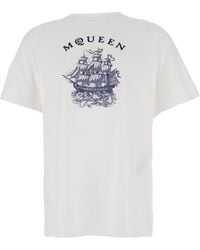McQueen - Crewneck T-Shirt With Logo Print On The Front - Lyst