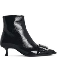 Ganni - 'Naplack Buckle' Eco Leather Ankle Boots - Lyst