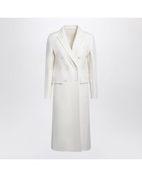 Fendi - Wool Blend Ivory Double-Breasted Coat - Lyst