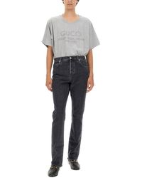 Gucci - Denim Pants With Label - Lyst