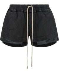 Rick Owens Concordians Fog Boxers Leather Shorts in Black | Lyst