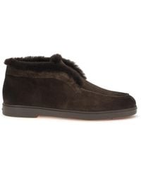 Santoni - Suede Shearling Ankle Boots - Lyst