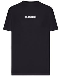 Jil Sander - Crew Neck Cotton T-Shirt With Logo - Lyst